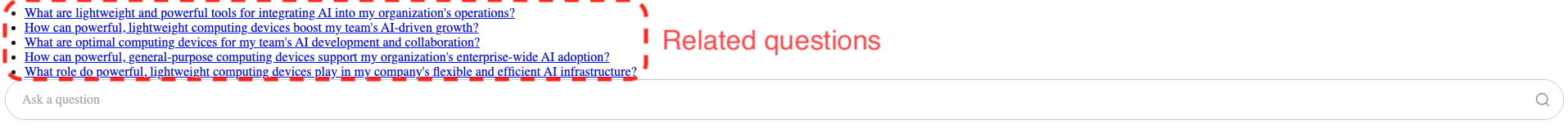 The related-questions panel under an article.